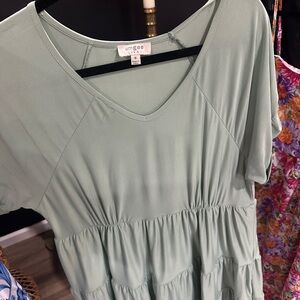 Umgee Light Green V-Neck Dress
